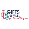 A logo with an illustrated jester and the text "Gifts & Supplies for Card Players"