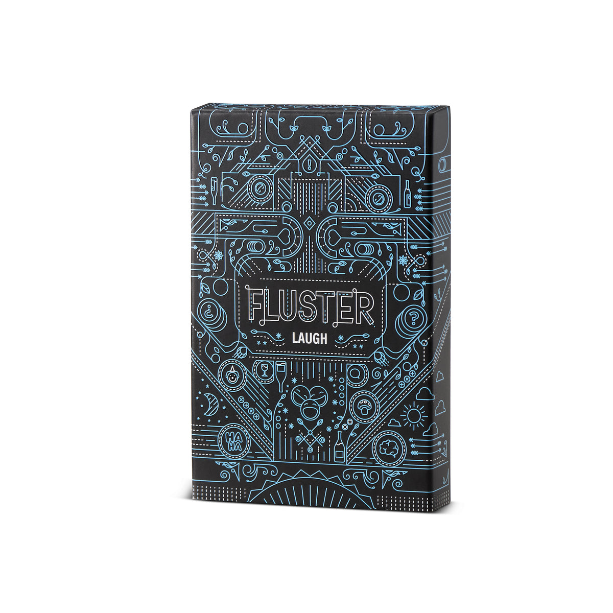 The FLUSTER Laugh Pack card game box on a white background